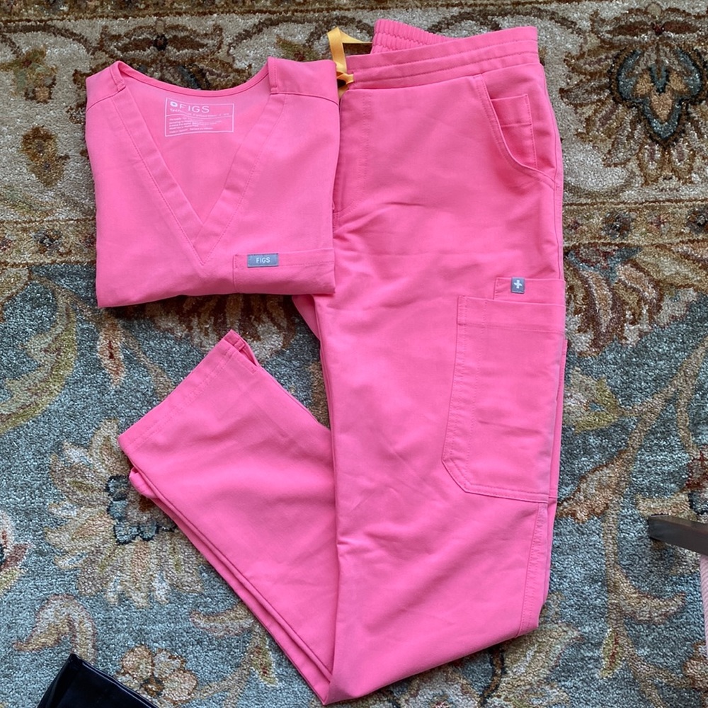 Limited Edition Neon Pink Figs Yola Skinny Scrub Pants